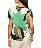 Sanctuary The Perfect Tee Abstract Print Crew Neck Short Sleeve Top