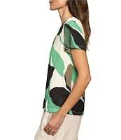 Sanctuary The Perfect Tee Abstract Print Crew Neck Short Sleeve Top