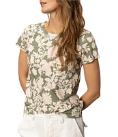 Sanctuary The Perfect Tee Crew Neck Mint Leaves Print Short Sleeve Top