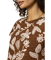 Sanctuary The Perfect Tee Crew Neck Earth Ivy Floral Print Short Sleeve Top