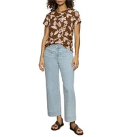 Sanctuary The Perfect Tee Crew Neck Earth Ivy Floral Print Short Sleeve Top