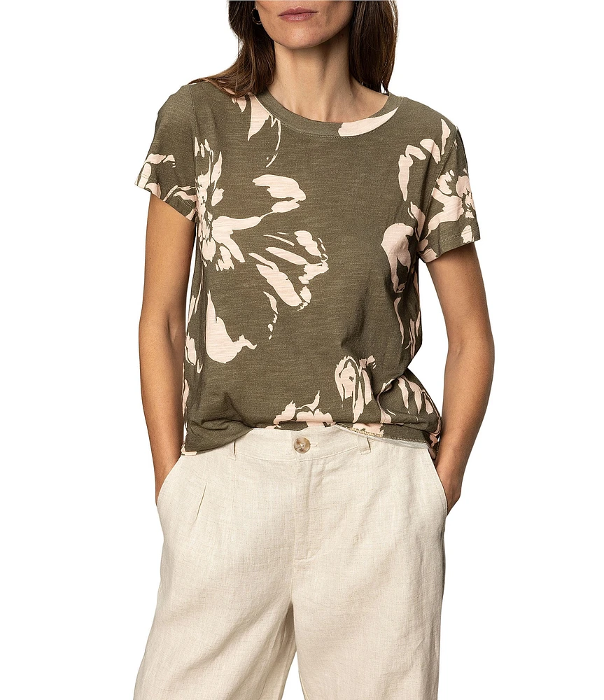 Sanctuary The Perfect Tee Floral Print Crew Neck Short Sleeve Top