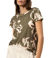 Sanctuary The Perfect Tee Floral Print Crew Neck Short Sleeve Top