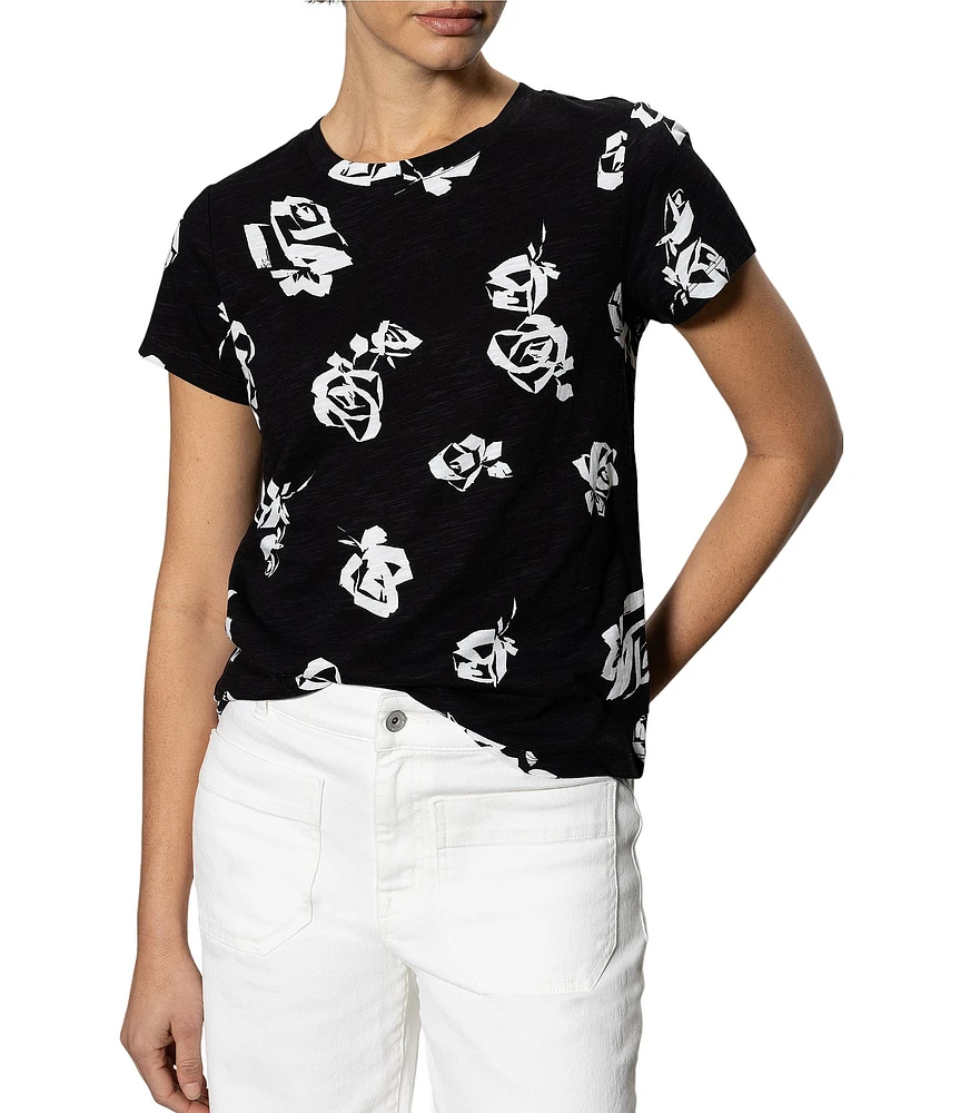 Sanctuary The Perfect Tee Floral Printed Crew Neck Knit Top