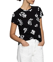 Sanctuary The Perfect Tee Floral Printed Crew Neck Knit Top