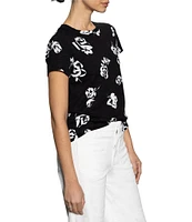 Sanctuary The Perfect Tee Floral Printed Crew Neck Knit Top