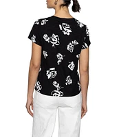 Sanctuary The Perfect Tee Floral Printed Crew Neck Knit Top