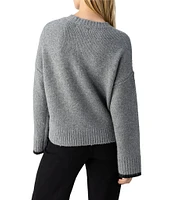 Sanctuary Uptown Girl Knit Crew Neck Long Sleeve Contrast Trim Sweater