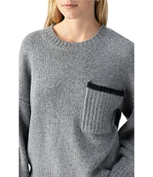 Sanctuary Uptown Girl Knit Crew Neck Long Sleeve Contrast Trim Sweater