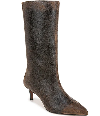 Sarto by Franco Sarto Amari Distressed Leather Mid Dress Boots