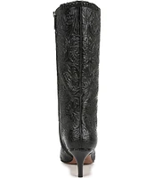 Sarto by Franco Sarto Amari Floral Tool Embossed Leather Mid Dress Boots