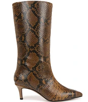 Sarto by Franco Sarto Amari Snake Print Leather Mid Dress Boots