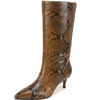 Sarto by Franco Sarto Amari Snake Print Leather Mid Dress Boots