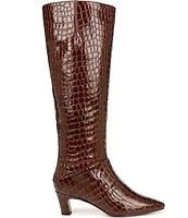 Sarto by Franco Sarto Andria Crocodile Print Leather Wide Calf Tall Boots