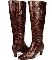 Sarto by Franco Sarto Andria Crocodile Print Leather Wide Calf Tall Boots