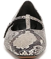 Sarto by Franco Sarto Carmela Snake Print Leather T-Strap Flats