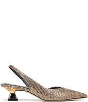 Sarto by Franco Sarto Devin Metallic Printed Leather Kitten Heel Slingback Pumps