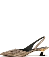 Sarto by Franco Sarto Devin Metallic Printed Leather Kitten Heel Slingback Pumps