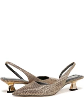 Sarto by Franco Sarto Devin Metallic Printed Leather Kitten Heel Slingback Pumps