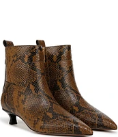 Sarto by Franco Sarto Mala Snake Print Leather Kitten Heel Ankle Dress Booties