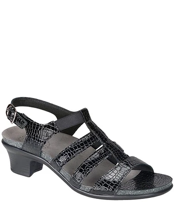 SAS Allegro Comfort Crocodile Embossed Leather Sandals