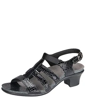 SAS Allegro Comfort Crocodile Embossed Leather Sandals