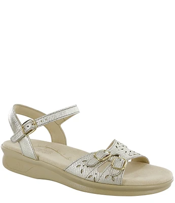 SAS Duo Linen Print Metallic Leather Sandals