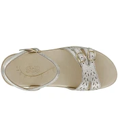 SAS Duo Linen Print Metallic Leather Sandals