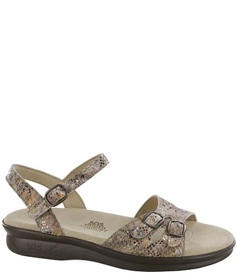 SAS Duo Snake Print Leather Sandals