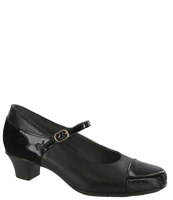 SAS Isabel Leather Patent Block Heel Mary Jane Pumps