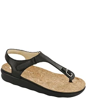 SAS Marina Leather Thong Wedge Sandals