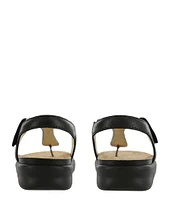 SAS Marina Leather Thong Wedge Sandals