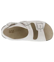 SAS Relaxed Printed Textured Leather Buckle Strap Sandals