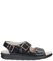 SAS Relaxed Snake Print Leather Buckle Strap Sandals