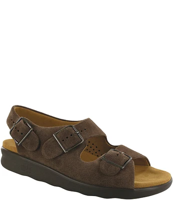 SAS Relaxed Suede Buckle Strap Sandals