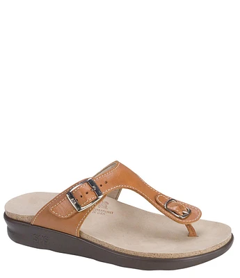 SAS Sanibel Leather Thong Wedge Sandals