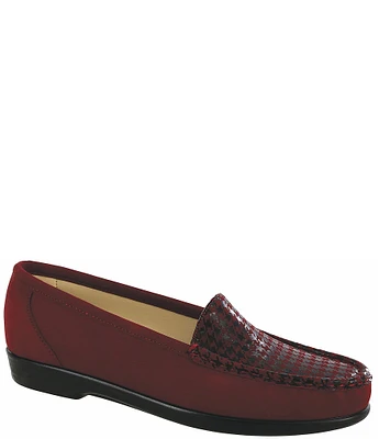 SAS Simplify Leather Moccasin Houndstooth Loafers