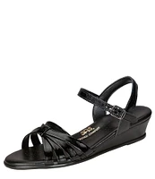 SAS Strippy Patent Wedge Sandals