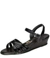 SAS Strippy Patent Wedge Sandals