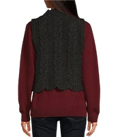 SASSO + SMYTH Cable Knit Vest with Scallop