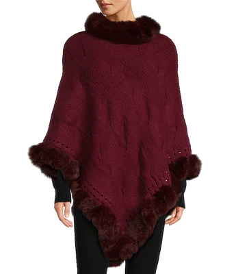 SASSO + SMYTH Cable Faux Fur Poncho