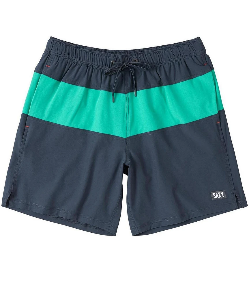 SAXX Oh Buoy 2N1 Color Block 7#double; Inseam Volley Swim Trunks