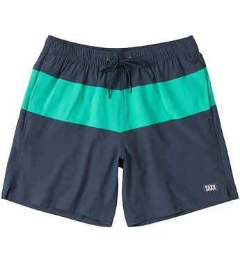 SAXX Oh Buoy 2N1 Color Block 7#double; Inseam Volley Swim Trunks