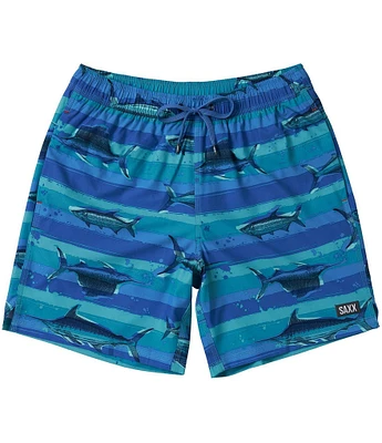 SAXX Fish On Oh Buoy 2N1 7#double; Inseam Volley Swim Shorts