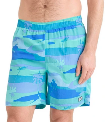 Saxx Go Coastal 2N1 Bright Palms 7#double; Inseam Volley Swim Trunks