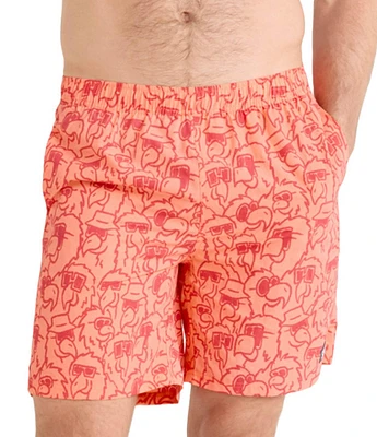 SAXX Go Coastal 2N1 Parrot Party 7#double; Inseam Volley Swim Shorts