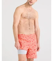 SAXX Go Coastal 2N1 Parrot Party 7#double; Inseam Volley Swim Shorts