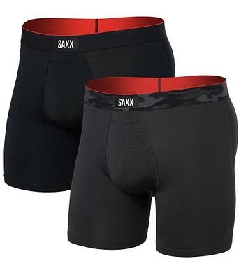 SAXX Multi-Sport Solid/Camouflage Waistband 6#double; Inseam Mesh Boxer Briefs 2-Pack