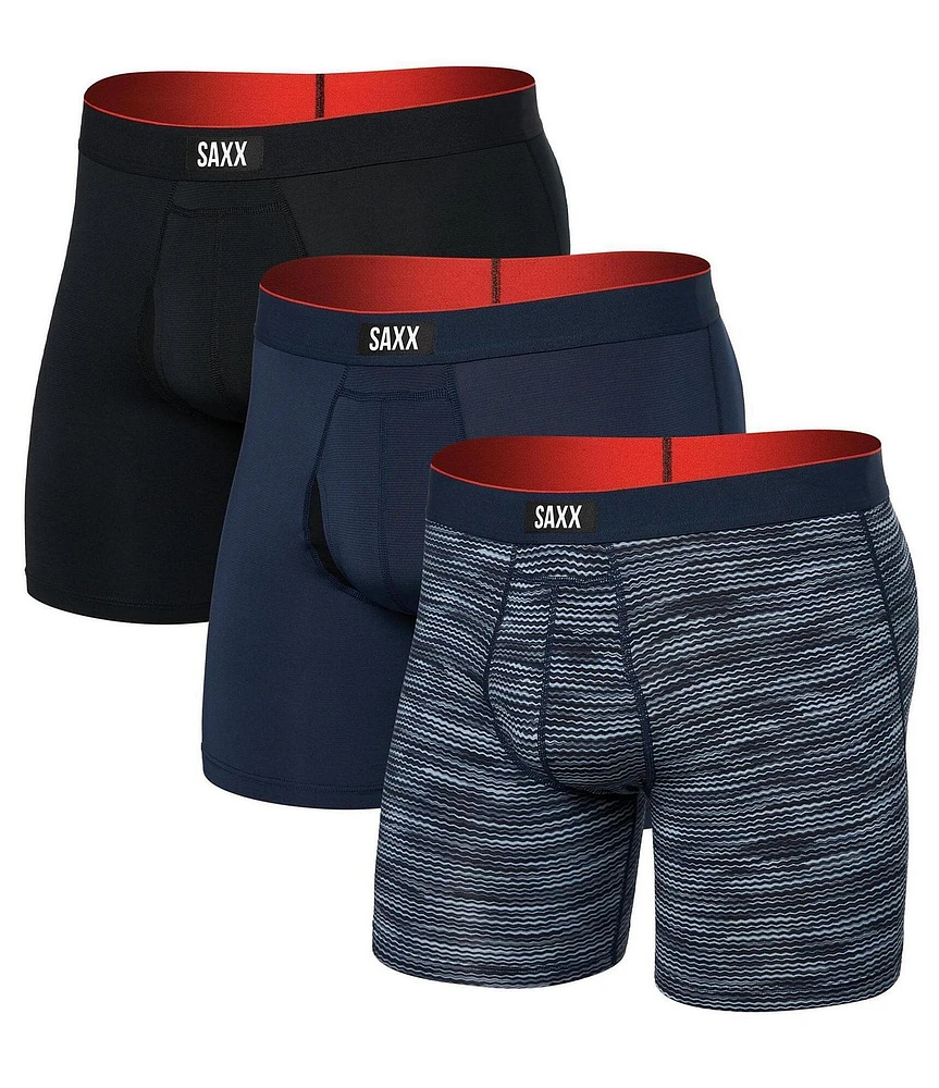 SAXX Multi-Sport Wavelength Printed/Solid Mesh 6#double; Inseam Boxer Briefs 3-Pack