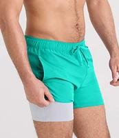 SAXX Oh Bouy 2N1 5#double; Solid Volley Swim Trunks